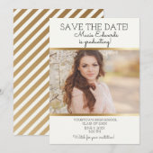 Witte Gouden Afstudeerfoto Bewaar Datum Save The Date (Voorkant / Achterkant)