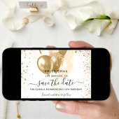 Witte gouden ballonnen op de verjaardag, met uitzo save the date