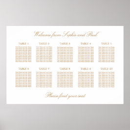 Witte Gouden Beige 10 Tafel Trouwstoelindeling Poster