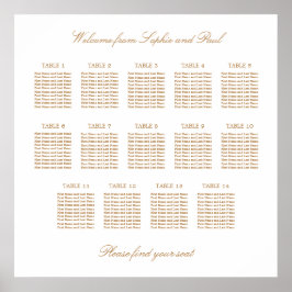 Witte Gouden Beige 14 Tafel Trouwstoelindeling Poster