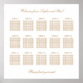 Witte Gouden Beige 15 Tafel Trouw Stoelen Chart Poster