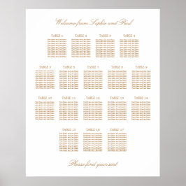 Witte Gouden Beige 17 Tafel Trouwstoelindeling Poster