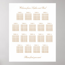 Witte Gouden Beige 18 Tafel Trouwstoelindeling Poster