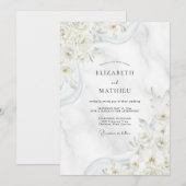 Witte Gouden Blad Bruiloft Kaart (Voorkant / Achterkant)