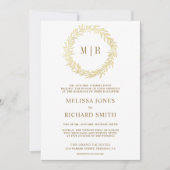 Witte Gouden Blad Tak QR Code Bruiloft Kaart (Voorkant)