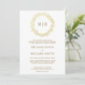Witte Gouden Blad Tak QR Code Bruiloft Kaart (Staand voorkant)
