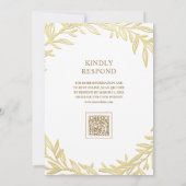Witte Gouden Blad Tak QR Code Bruiloft Kaart (Achterkant)