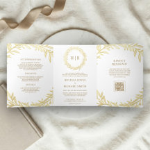Witte Gouden Blad Tak QR Code Trouwen