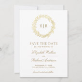 Witte Gouden Blad Tak Trouwfoto Save The Date (Voorkant)