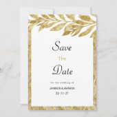 Witte gouden bladeren elegantie bloemensave the da kaart (Voorkant)