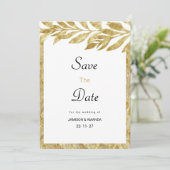 Witte gouden bladeren elegantie bloemensave the da kaart (Staand voorkant)