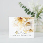 Witte Gouden Bloem Bruiloftsdouche Receptkaart (Staand voorkant)