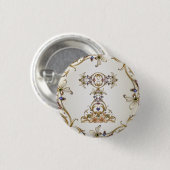 Witte Gouden Bloem Knop Ronde Button 3,2 Cm (Voorkant /achterkant)