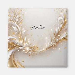 Witte Gouden Bloem Magneet
