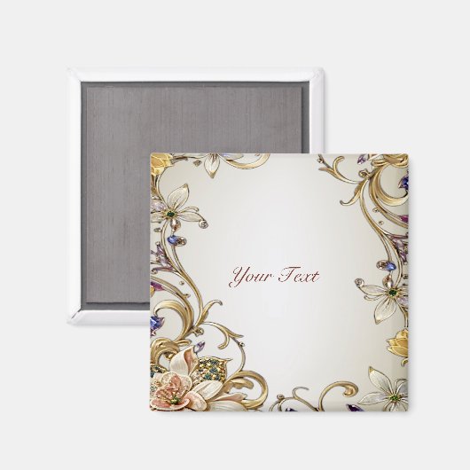 Witte Gouden Bloem Magnet (Voorkant / Achterkant)