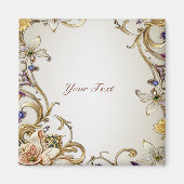 Witte Gouden Bloem Magnet (Voorkant)