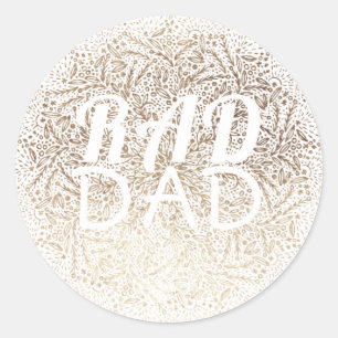 Witte Gouden Bloem RAD Formeel Elegant Vaderdag Ronde Sticker
