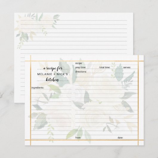 Witte gouden bloem recept kaart (Voorkant / Achterkant)