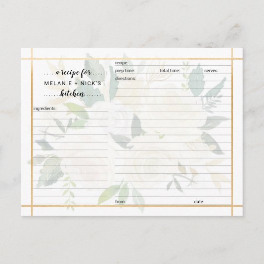 Witte gouden bloem recept kaart (Voorkant)