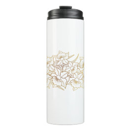 Witte Gouden Bloem Thermisch Tumbler Thermosbeker