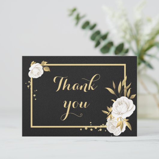 witte gouden bloem zwart bedankt (Staand voorkant)