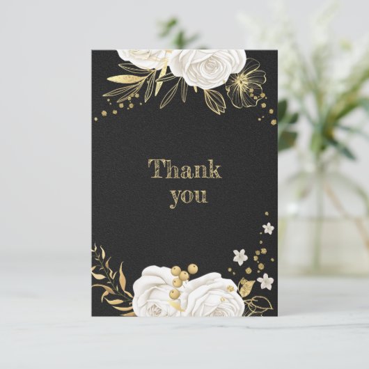 witte gouden bloem zwart bedankt (Staand voorkant)