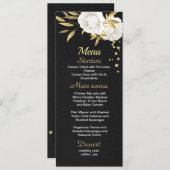 witte gouden bloem zwarte bruiloft menu (Voorkant / Achterkant)