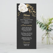 witte gouden bloem zwarte bruiloft menu (Staand voorkant)