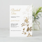 Witte gouden bloemen bruids thee partij Vrijgezell Kaart (Staand voorkant)