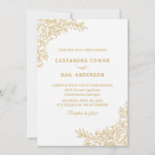 Witte Gouden Bloemen bruiloft uitnodiging (Voorkant)