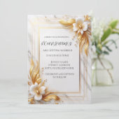 Witte Gouden Bloemen Bruiloftsinvitaties Kaart (Staand voorkant)