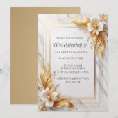 Witte Gouden Bloemen Bruiloftsinvitaties Kaart (Voorkant / Achterkant)