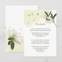 witte & gouden bloemen groene bladeren details informatiekaartje