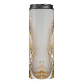 Witte Gouden Bloemen Thermische Tumbler Thermosbeker (Achterkant)