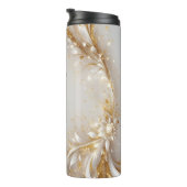 Witte Gouden Bloemen Thermische Tumbler Thermosbeker (Geroteerd rechts)