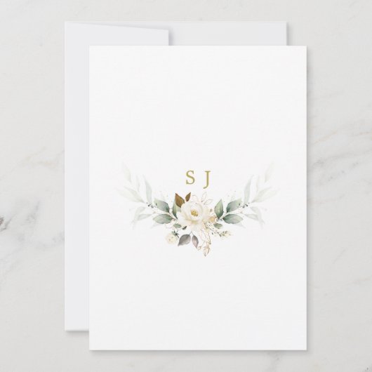 Witte Gouden Bloemen Virtueel 18e Verjaardagsfeest Kaart (Achterkant)