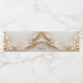 Witte Gouden Bloemen Water Flesje Etiket (Enkel label)