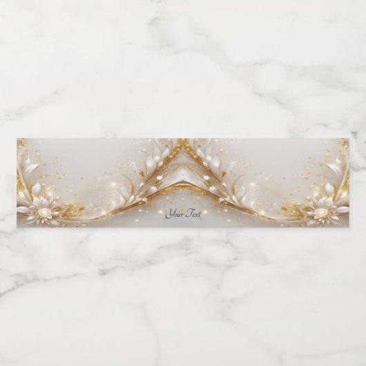 Witte Gouden Bloemen Water Flesje Etiket (Enkel label)