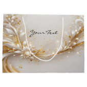 Witte Gouden Bloemengeschenkzak Groot Cadeauzakje (Achterkant)