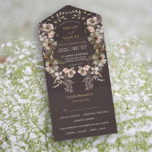 Witte Gouden Bloemenkrans Fototemplate Trouwfeest All In One Uitnodiging