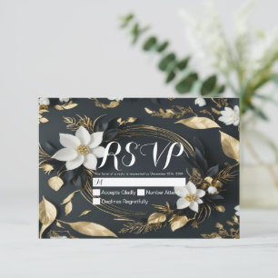 Witte Gouden Bloemenkrans Huwelijk Graag Reageren RSVP Kaartje