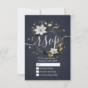 Witte Gouden Bloemenkrans Huwelijk Graag Reageren RSVP Kaartje