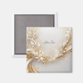 Witte Gouden Bloemensieraadmagneet Magneet (Voorkant / Achterkant)