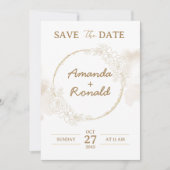 Witte Gouden Bloemige Elegante Bruiloft Save The Date (Voorkant)