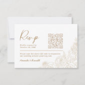 Witte Gouden Bloemrijke Elegante Bruiloft RSVP Kaartje (Voorkant)
