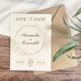 Witte Gouden Bloemrijke Elegante Bruiloft Save The Date