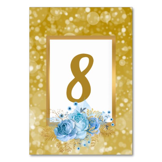 Witte gouden bollen Bouquet Glitter TABEL NUMMER Kaart (Voorkant)