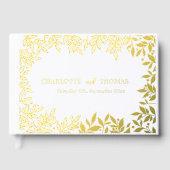Witte gouden botanische trouw gastenboek (Voorkant)