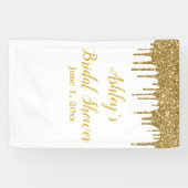 Witte Gouden Bruids-Shower Achtergrond Foto Booth Spandoek (Horizontaal)