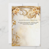 Witte gouden bruidsjurk rozen luxe bloemen kaart (Achterkant)